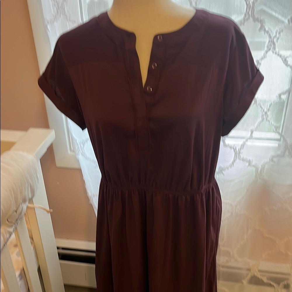 Elegant Burgundy Button-Up Dress